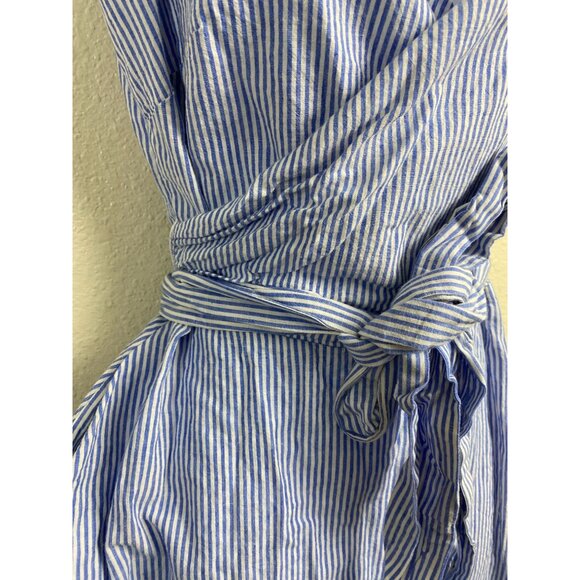 Boden Striped Blue Sleeveless Wrap Dress - Picture 9 of 12